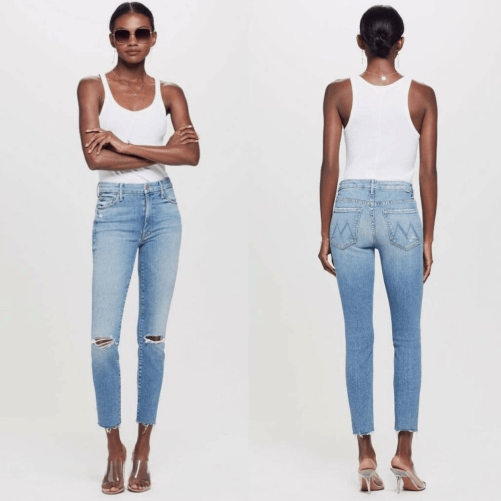 MOTHER Denim High Waisted Looker Ankle Fray